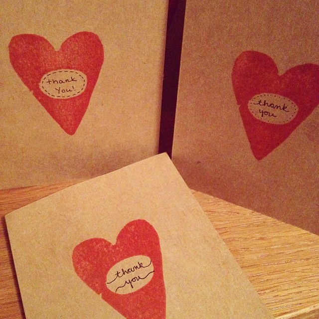 Using my Christmas present from @thegunrue to make some thank you cards. DIY stamps are the best.